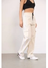 Paraşüt Kumaş Kargo Ceplı Baggy Eşofman - Bej