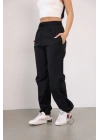 Paraşut Kumaş Paça Cepli Baggy Eşofman - Siyah