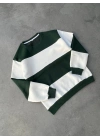 Parçalı Bisiklet Yaka Baskılı SweatShirt - Yeşil