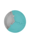  Puzzle Vakum Tabanlı Silikon Tabak Aqua Green / Powder Grey