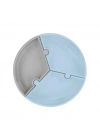 Puzzle Vakum Tabanlı Silikon Tabak Mineral Blue / Powder Grey