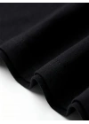 Rahat Bisiklet Yaka Tişört, Yaratıcı Karikatür Baskı - Yumuşak Polyester, Her Mevsim Giyilebilir- Siyah