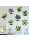 Saksılı Çiçek Tasarımlı 8li Sticker MC-480A