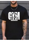 Sporda Günlük Hayata Giyilebilir GYM Baskılı Oversize Bisiklet Yaka Erkek T-shirt - Siyah
