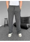 Su Yolu Çizgili Cepli Pantalon - Siyah