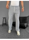 Su Yolu Çizgili Cepli Pantalon Yazlık - Gri