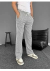 Su Yolu Çizgili Cepli Pantalon Yazlık - Gri