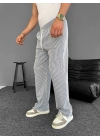 Su Yolu Çizgili Cepli Pantalon Yazlık - Gri