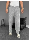 Su Yolu Çizgili Cepli Pantalon Yazlık - Gri