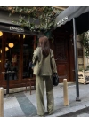Süet Gömlek Palazzo Pantolon İkili Takım - Haki