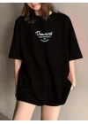 Thousand Ön Arka Baskılı Oversize Bisiklet Yaka T-shirt - Siyah