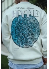 Üç İplik Bisiklet Yaka Baskılı SweatShirt - Beyaz