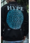 Üç İplik Bisiklet Yaka Baskılı SweatShirt - Siyah