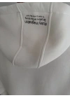 Üç İplik Kapşonlu Baskılı SweatShirt - Beyaz
