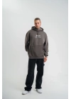 Üç İplik Kapşonlu Dijital Patchli SweatShirt - Füme