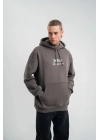 Üç İplik Kapşonlu Dijital Patchli SweatShirt - Füme