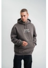 Üç İplik Kapşonlu Dijital Patchli SweatShirt - Füme