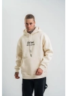Üç İplik Kapşonlu Dijital Patchli SweatShirt - Krem