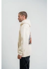 Üç İplik Kapşonlu Dijital Patchli SweatShirt - Krem