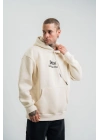 Üç İplik Kapşonlu Dijital Patchli SweatShirt - Krem