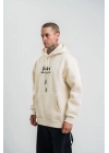 Üç İplik Kapşonlu Dijital Patchli SweatShirt - Krem