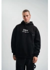 Üç İplik Kapşonlu Dijital Patchli SweatShirt - Siyah
