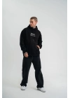 Üç İplik Kapşonlu Dijital Patchli SweatShirt - Siyah