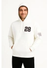 Üç İplik Kapüşonlu Ön ve Arka Baskılı SweatShirt hoodie - Beyaz