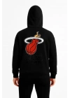 Üç İplik Kapüşonlu Ön ve Arka Baskılı SweatShirt hoodie - Siyah