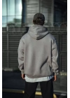 Üç İplik Penye Kapşonlu Basic SweatShirt - Boyalı Gri