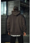 Üç İplik Penye Kapşonlu Basic SweatShirt - Füme