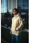 Üç İplik Penye kapüşonlu Basic SweatShirt - Bej