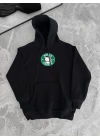 Üç İplik Penye Uzun Kol Kapüşonlu SweatShirt - Siyah