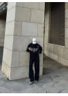 Üç İplik Yakalı Sweat Baggy Pantalonlu Takım - Siyah