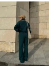 Üç İplik Yakalı Sweat Baggy Pantalonlu Takım - Yeşil