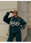Üç İplik Yakalı Sweat Baggy Pantalonlu Takım - Yeşil