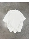Unisex Basic Bisiklet Yaka Oversize T-Shirt - Beyaz