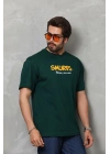 Unisex Basic Bisiklet Yaka Oversize T-Shirt - Yeşil