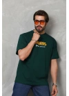 Unisex Basic Bisiklet Yaka Oversize T-Shirt - Yeşil