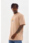 Unisex Baskılı Oversize T-Shirt - Bej