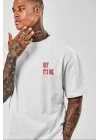 Unisex Baskılı Oversize T-Shirt - Beyaz