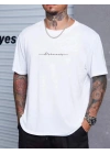 Unisex Baskılı Oversize T-Shirt - Beyaz