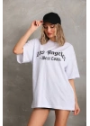 Unisex Baskılı Oversize T-Shirt - Beyaz