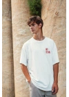 Unisex Baskılı Oversize T-Shirt - Beyaz
