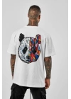 Unisex Baskılı Oversize T-Shirt - Beyaz