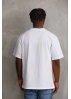 Unisex Baskılı Oversize T-Shirt - Beyaz