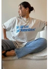 Unisex Baskılı Oversize T-Shirt - Beyaz