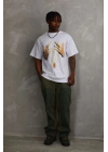 Unisex Baskılı Oversize T-Shirt - Beyaz
