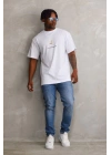 Unisex Baskılı Oversize T-Shirt - Beyaz