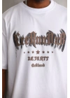 Unisex Baskılı Oversize T-Shirt - Beyaz
